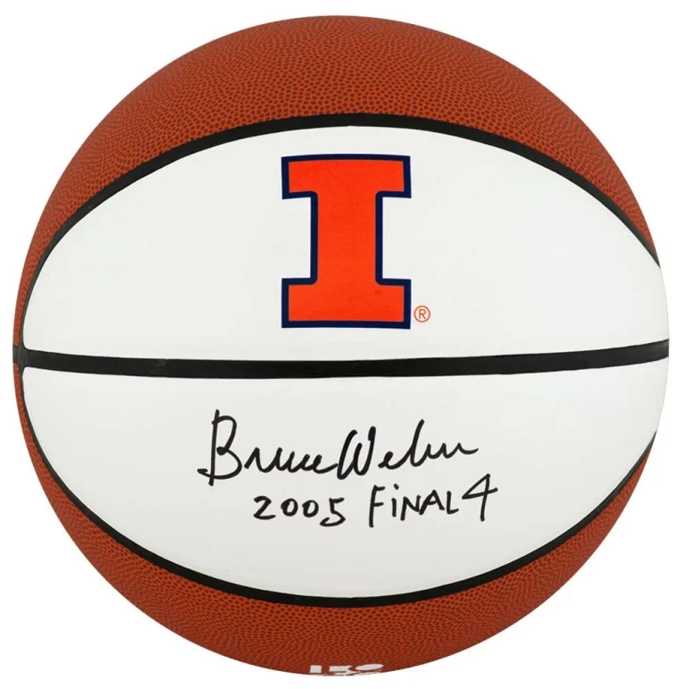 Bruce Weber Signed Illinois Logo Brand White Panel Basketball w/Final 4 - SS COA