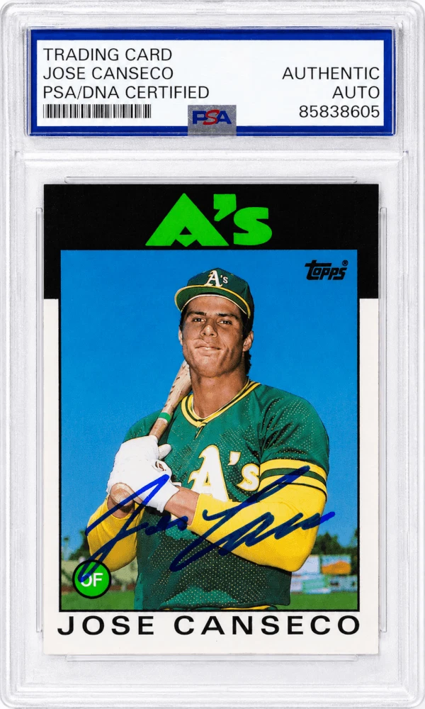 Jose Canseco Signed A's 1986 Topps Traded Rookie Baseball Card #20T - (PSA/DNA)