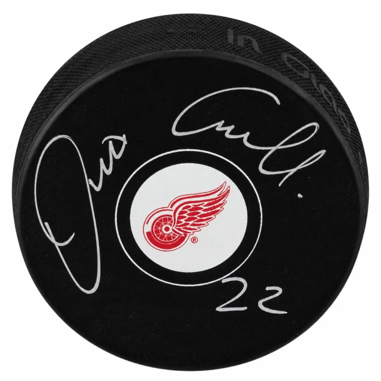 Dino Ciccarelli Signed Detroit Red Wings Logo Hockey Puck - (SCHWARTZ COA)