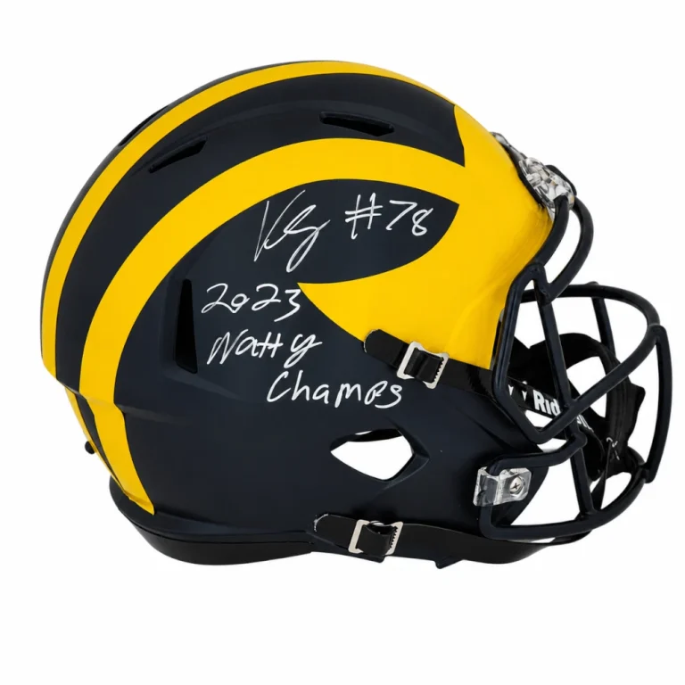Kenneth Grant Signed Michigan Riddell Full Size Replica Helmet w/Champs (SS COA)