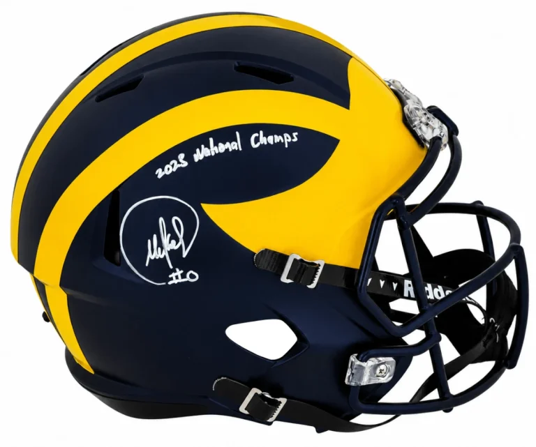 Mike Sainristil Signed Michigan Riddell F/S Replica Helmet w/Champs - (SS COA)
