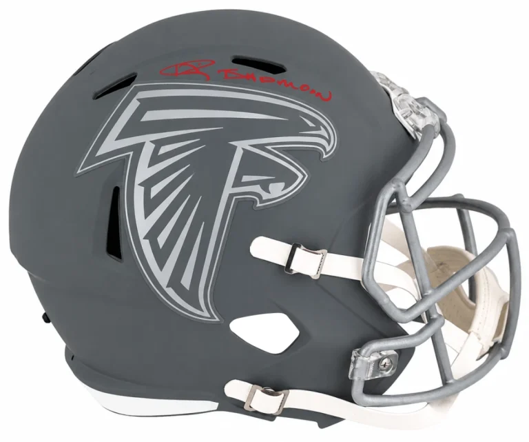 Andre Rison Signed Falcons SLATE Riddell F/S Replica Helmet w/Bad Moon -(SS COA)