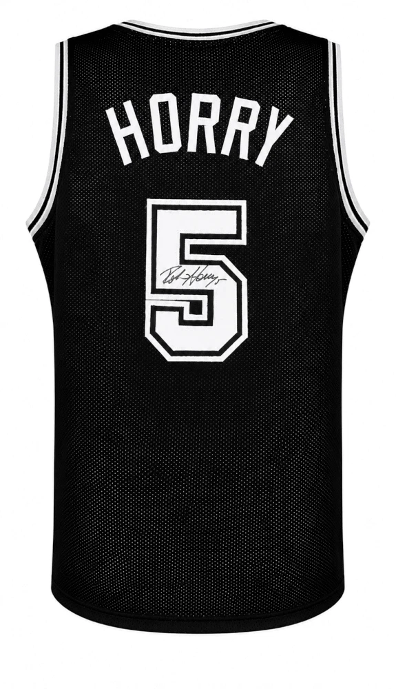 Robert Horry (SPURS) Signed Black Custom Basketball Jersey - (SCHWARTZ COA)