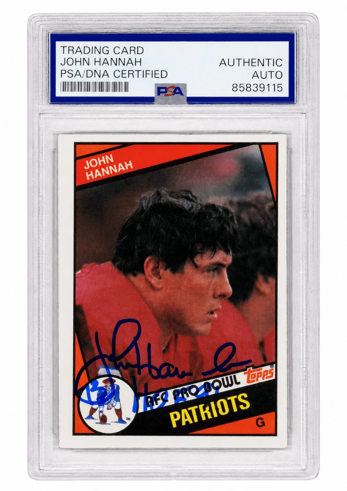 John Hannah Signed Patriots 1984 Topps Football Trading Card #137 w/HOF'91 - PSA