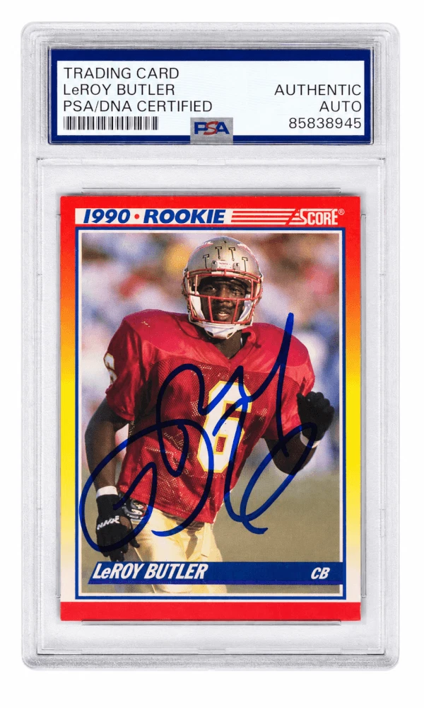 LeRoy Butler Signed 1990 Score Rookie Football Trading Card #619 - (PSA/DNA)