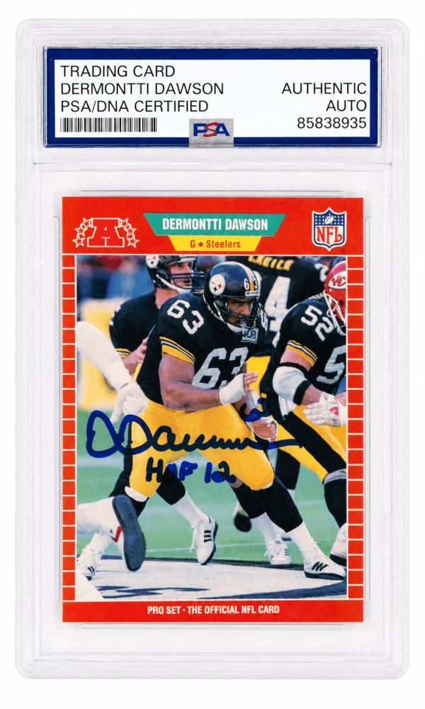 Dermontti Dawson Signed Steelers 1989 Pro Set Rookie Card #344 w/HOF'12 - (PSA)