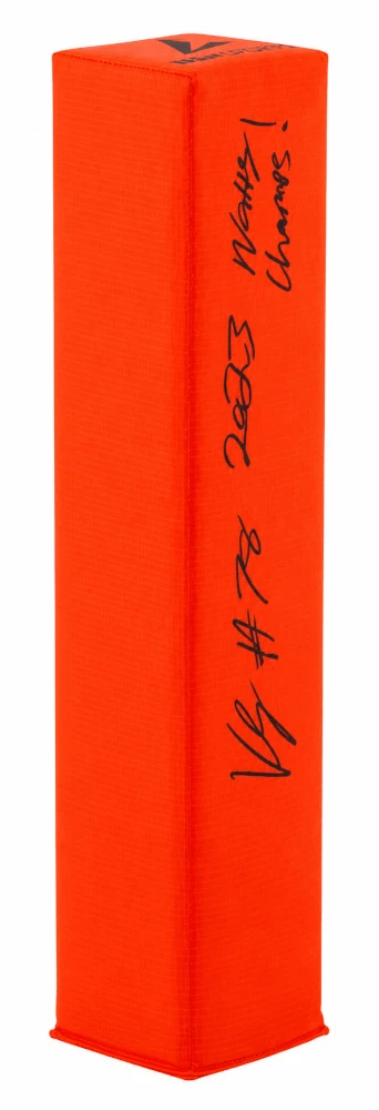 Kenneth Grant Signed BSN Orange Football Endzone Pylon w/2023 Champs - (SS COA)