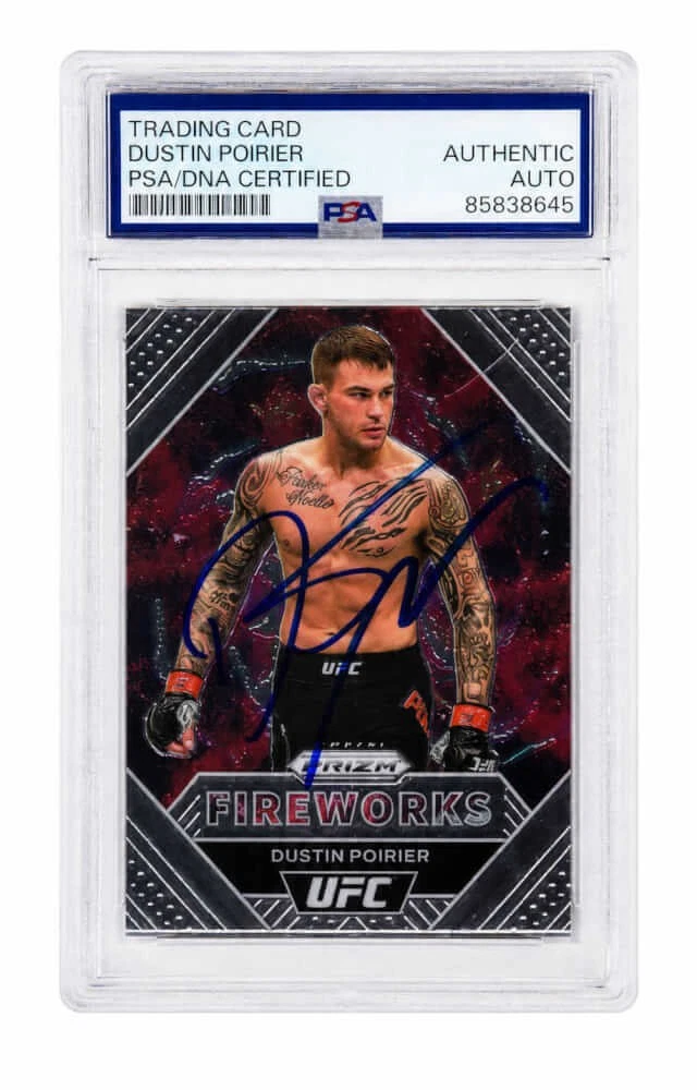Dustin Poirier Signed 2021 Panini Prizm UFC Fireworks Trading Card #19 (PSA/DNA)