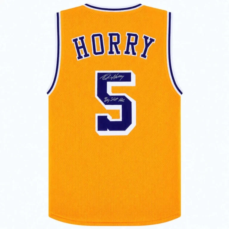 Robert Horry Signed Gold Custom Basketball Jersey w/Big Shot Rob -(SCHWARTZ COA)