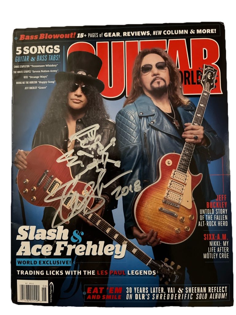 Slash Guns & Roses Signed Autographed Magazine & Sketch Beckett Certified