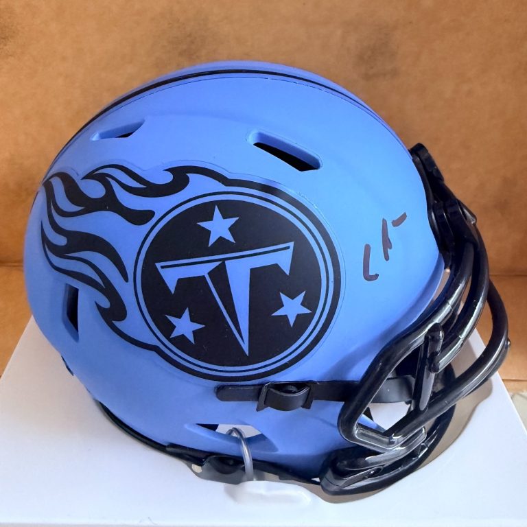 CHRIS JOHNSON TENNESSEE TITANS SIGNED RAVE MINI HELMET BECKETT AUTH
