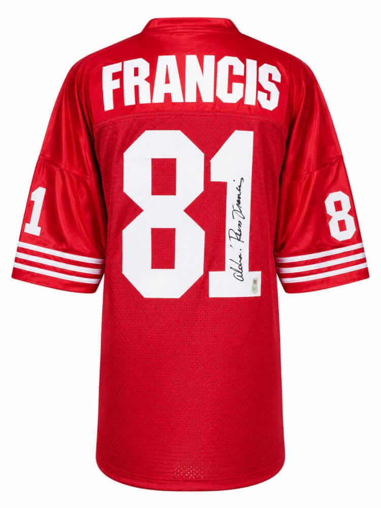 Russ Francis Signed Red Throwback Custom Football Jersey w/Aloha -(SCHWARTZ COA)