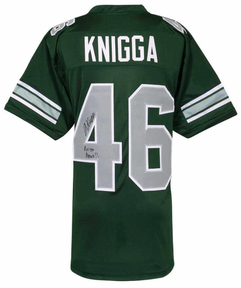 Noah Knigga Signed Green Custom College Football Jersey w/Knigga Please (SS COA)