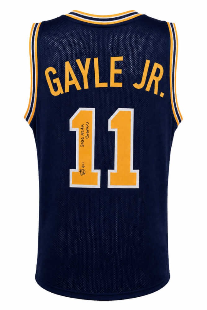 Roddy Gayle Jr. Signed Navy Custom College Basketball Jersey w/Champs - (SS COA)