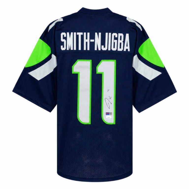 Jaxon Smith-Njigba (SEAHAWKS) Signed Navy Custom Football Jersey (JSA COA)