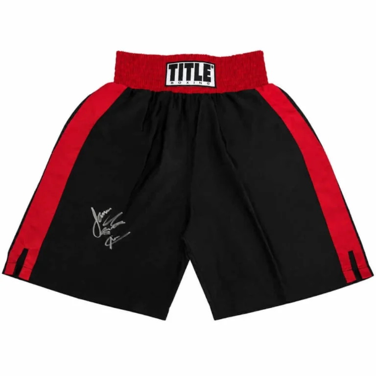 James Toney Signed Title Black With Red Trim Boxing Trunks w/Lights Out (SS COA)