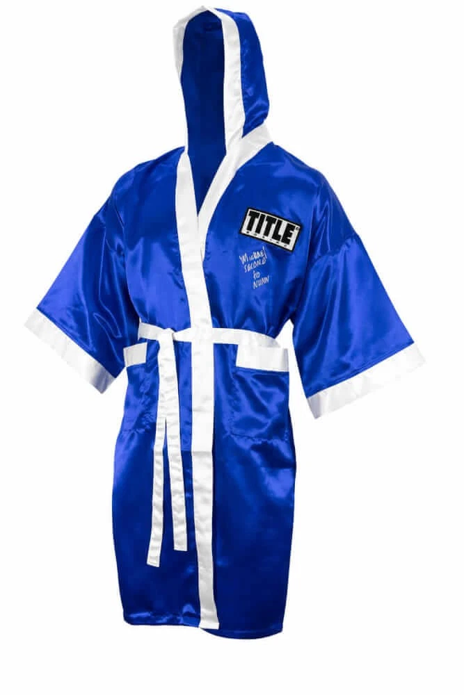 Michael Nunn Signed Title Blue With White Trim Boxing Robe - (SCHWARTZ COA)