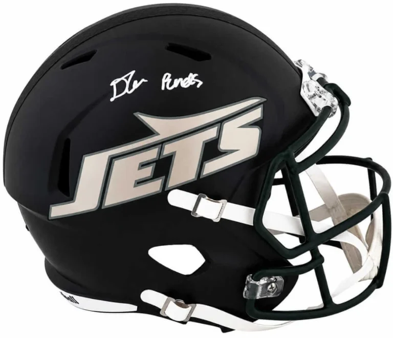 D'Angelo Ponds Signed Jets Rivalry Black Riddell F/S Speed Rep Helmet - (SS COA)