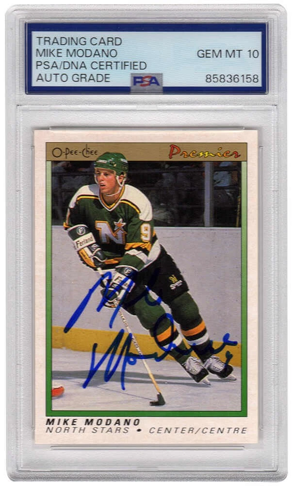 Mike Modano Signed North Stars 1990-91 O-Pee-Chee Premier RC Card #74 - (PSA ...