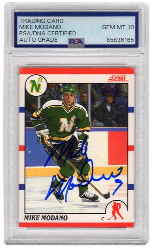 Mike Modano Signed North Stars 1990-91 Score Hockey RC Card #120 (PSA - Auto 10)