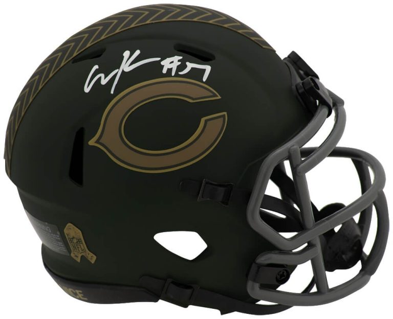 Olin Kreutz Signed Bears 2025 SALUTE Riddell Speed Mini Helmet - (SCHWARTZ COA)
