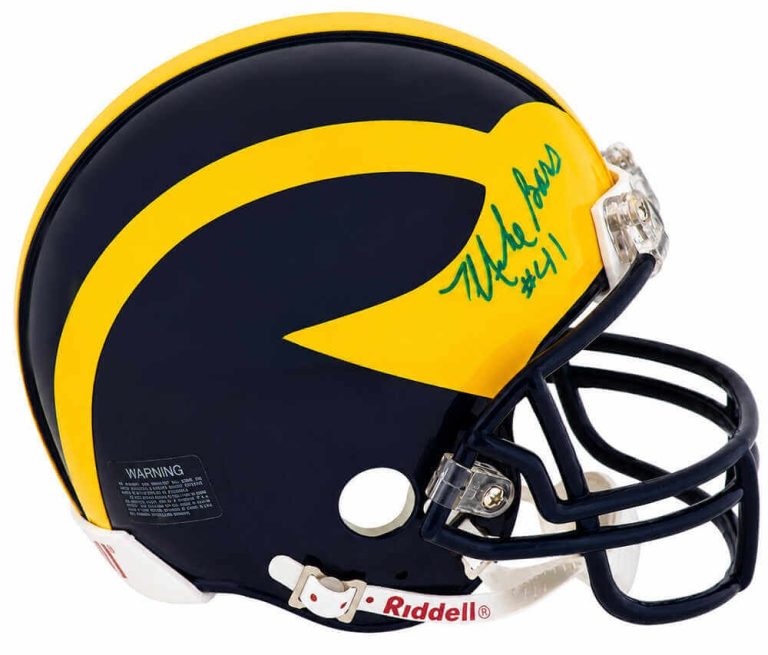 Mike Bass Signed Michigan Wolverines Riddell (VSR4) Mini Helmet - (SCHWARTZ COA)
