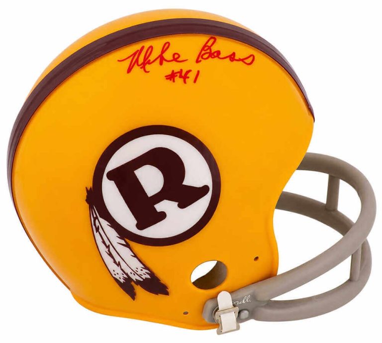 Mike Bass Signed Redskins T/B Riddell (VSR4) Mini Helmet - (In Red) - (SS COA)