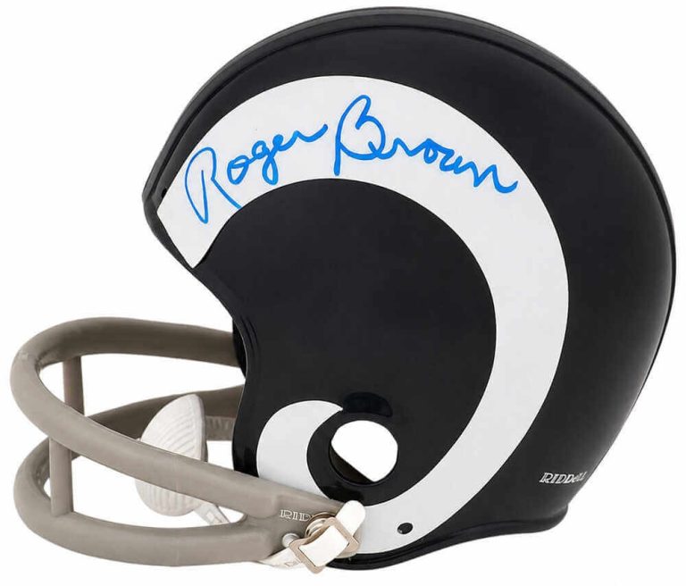 Roger Brown Signed Rams Throwback 2-Bar Riddell (VSR4) Mini Helmet -SCHWARTZ COA