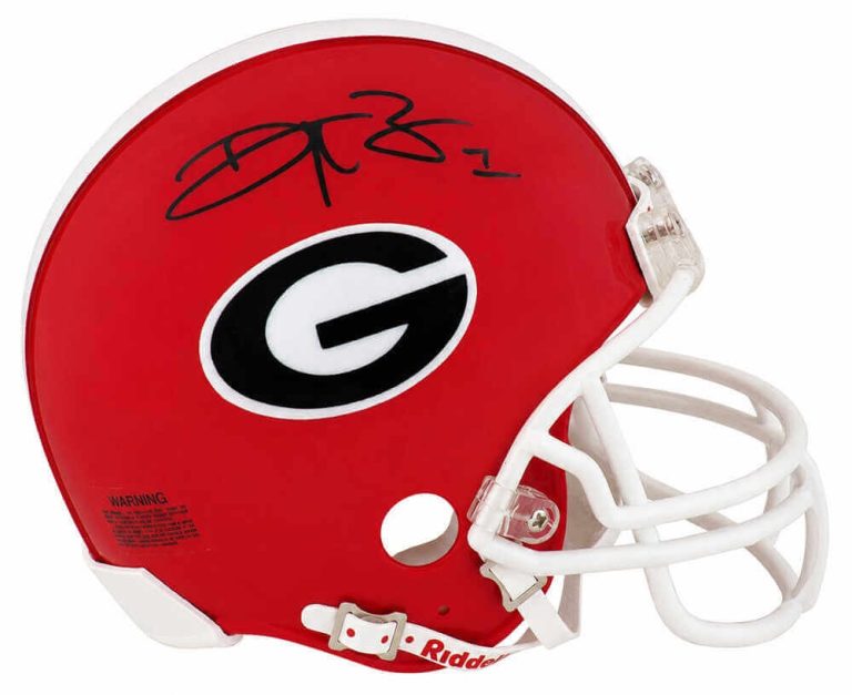 Reggie Brown Signed Georgia Bulldogs Riddell (VSR4) Mini Helmet - (SCHWARTZ COA)