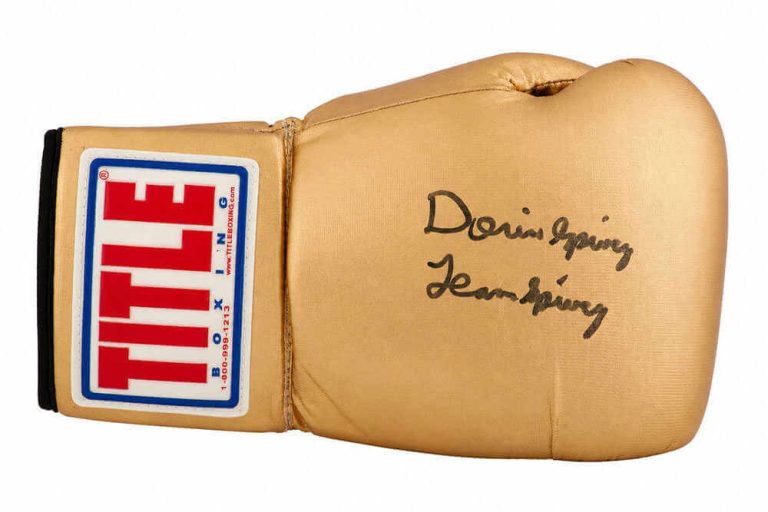 Dorin Spivey Signed Title Gold Boxing Glove w/Team Spivey -(SCHWARTZ SPORTS COA)
