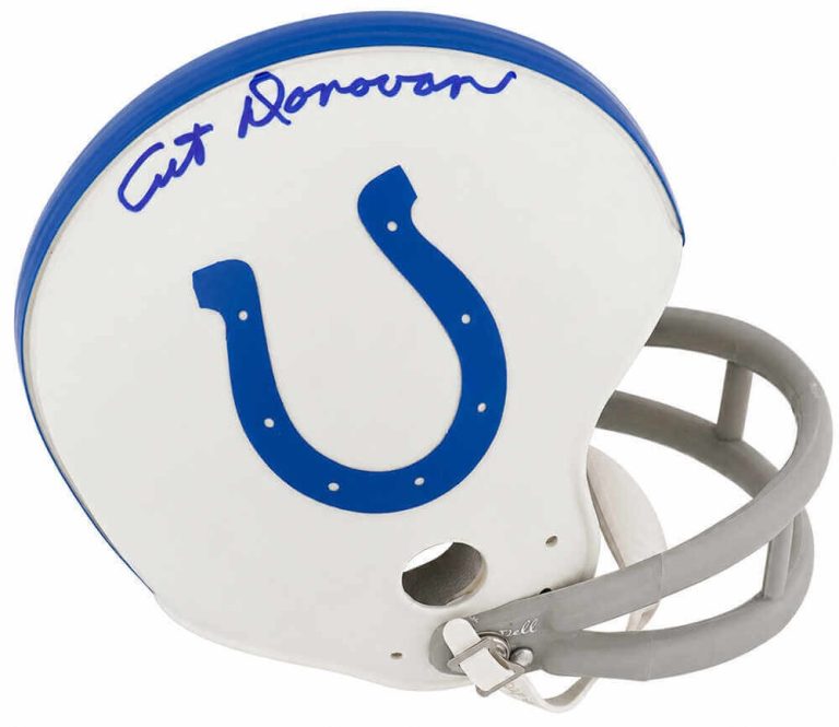 Art Donovan Signed Colts T/B 2-Bar Riddell (VSR4) Mini Helmet - (SCHWARTZ COA)