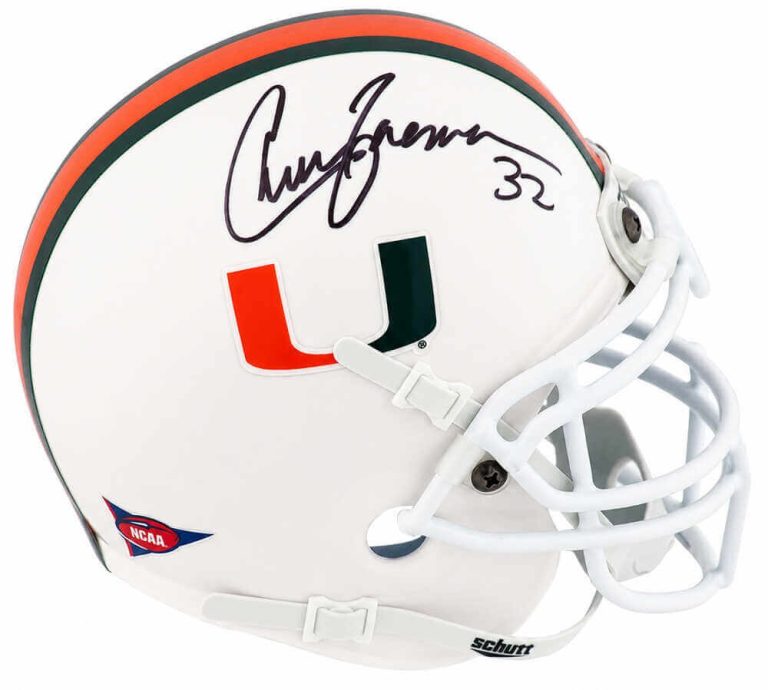 Chuck Foreman Signed Miami Hurricanes Schutt Mini Helmet - (SCHWARTZ COA)