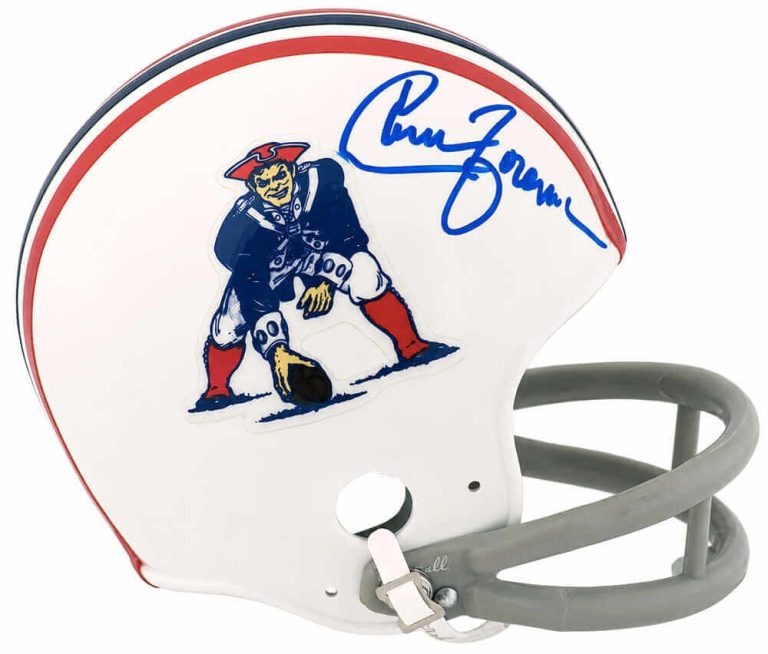 Chuck Foreman Signed Patriots T/B 2-Bar Riddell VSR4 Mini Helmet -(SCHWARTZ COA)