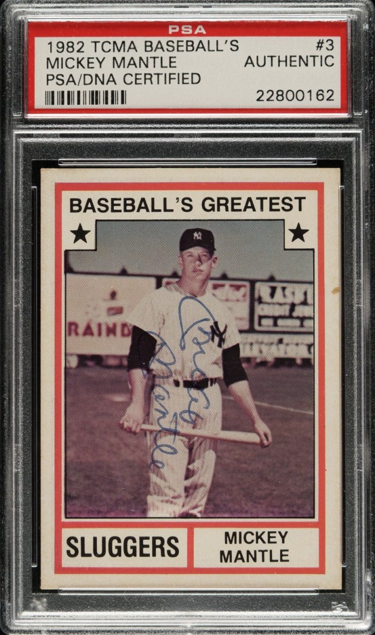 Mickey Mantle Signed 1982 TCMA #3 Baseball Greatest Sluggers Auto PSA PSA/DNA