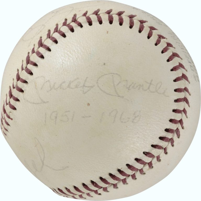 Mickey Mantle Joe DiMaggio Stengel Yankee Years Inscribed OAL Baseball PSA/DNA