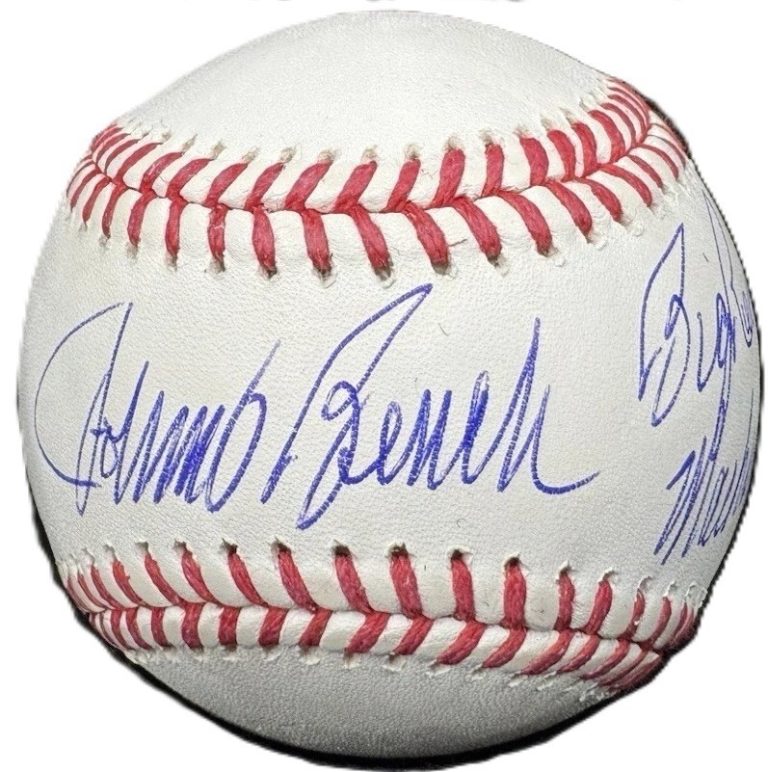Johnny Bench Signed Big Red Machine Inscribed OML Baseball Reds HOF Fanatics
