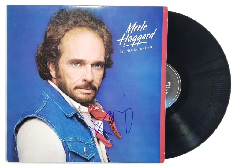 Merle Haggard hand SIGNED It's All In The Game Vinyl Record JSA COA Autographed