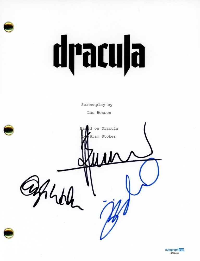 Luc Besson Christoph Waltz Zoe Bleu Signed DRACULA Movie Script Cast x3 ACOA COA