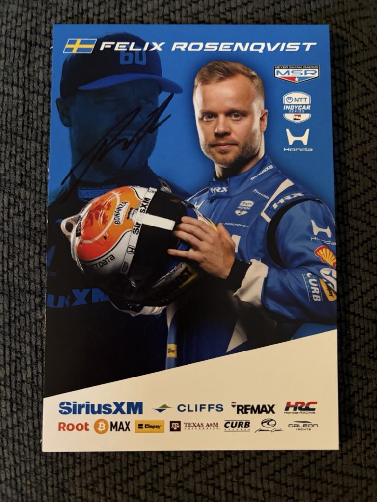 Felix Rosenqvist 2026 Indy 500 Signed Car Promo Hero Card Indianapolis