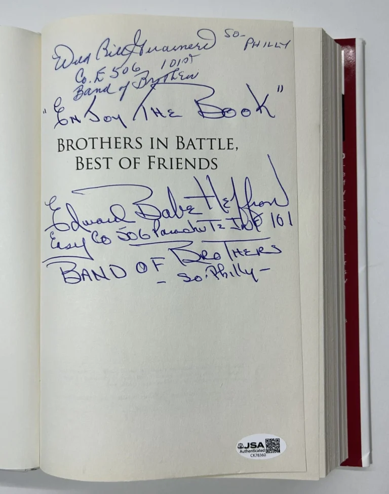 William Guarnere & Edward Heffron SIGNED Brothers In Battle HC Book JSA COA WW2