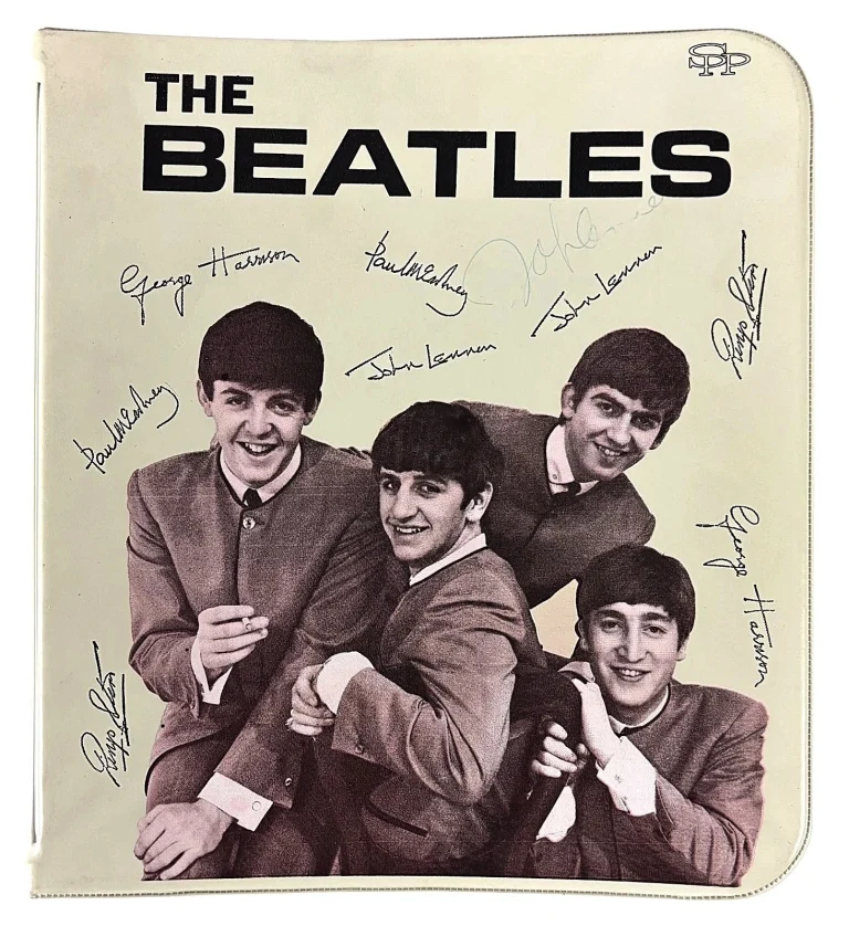 John Lennon Signed Autographed Beatles 12x12 Photo Binder Beckett BAS LOA