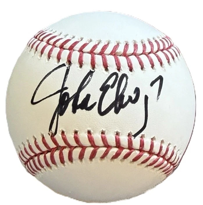 John Elway Signed Auto OML Baseball Near Mint Beckett BAS Broncos Yankees