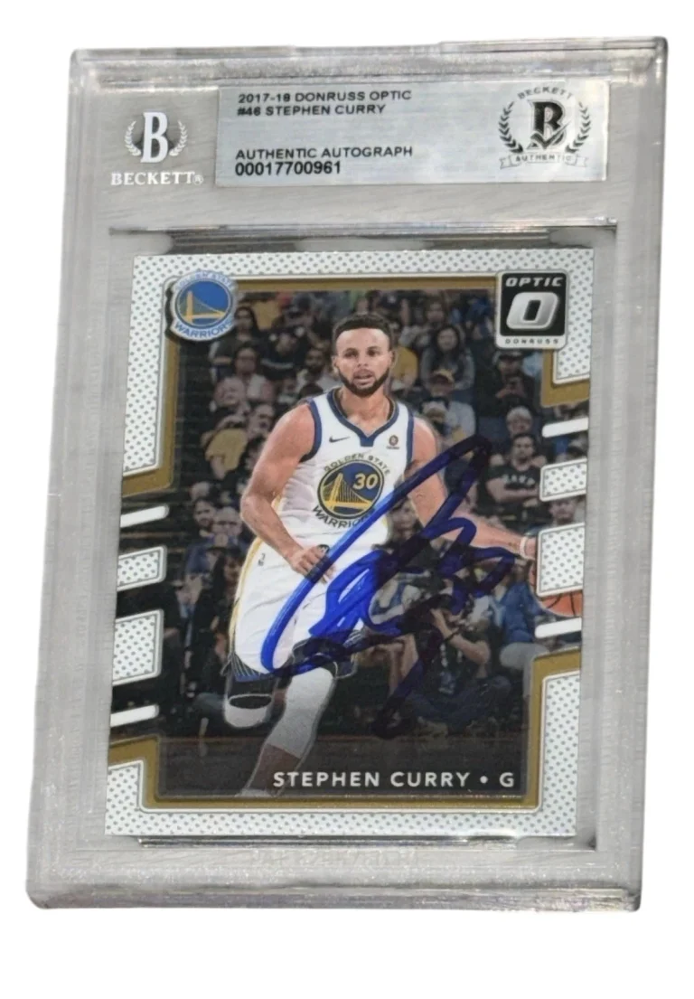 Stephen Curry Signed Auto 2017-18 Panini Donruss Optic #46 Card Beckett BAS Warr
