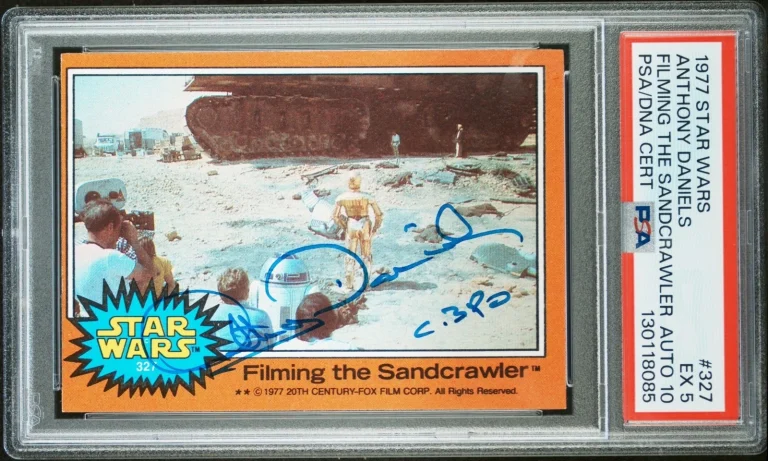 Anthony Daniels Signed Auto 1977 Topps Star Wars #327 C-3PO PSA 5 Auto 10 POP 1