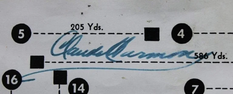 Claude Harmon Signed Auto 1948 Masters Golf Program Page 2x3.5 Near Mint GRAD
