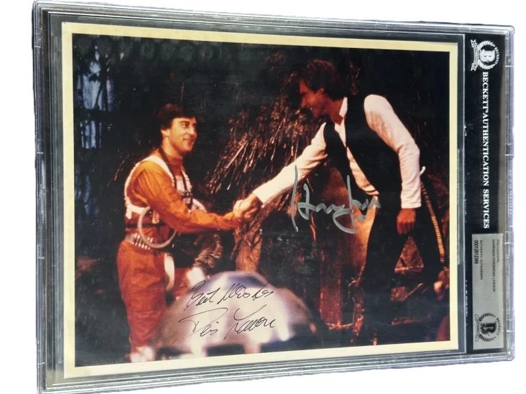 Harrison Ford Lawson Signed Star Wars ROTJ Han Solo Wedge 8x10 Photo Beckett BAS