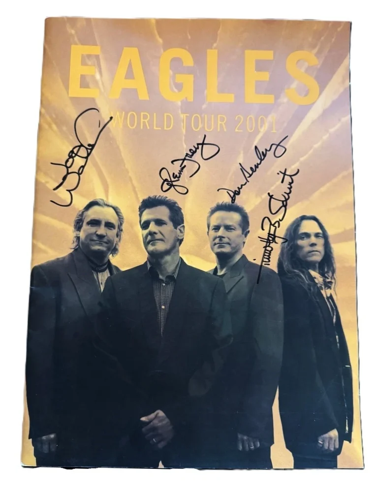 Eagles Group Signed Auto 2001 9x14 Tour Program Walsh Frey Henley Schmit PSA DNA