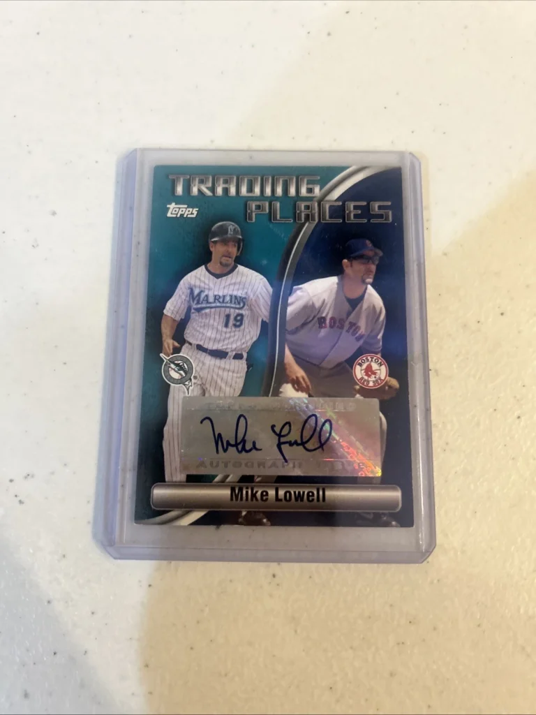 MIKE LOWELL SIGNED AUTOGRAPH 2006 TOPPS TRADING PLACES CARD RED SOX MARLINS