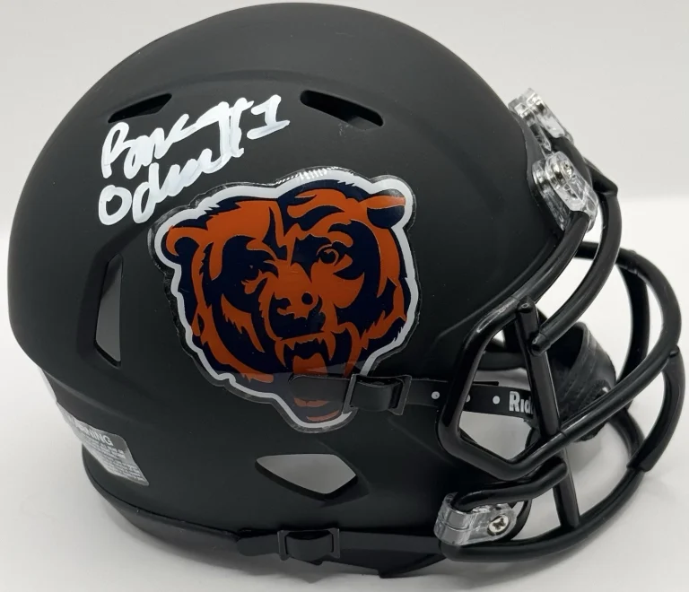 Rome Odunze Signed Autographed Chicago Bears Black Mini Helmet PSA/DNA COA