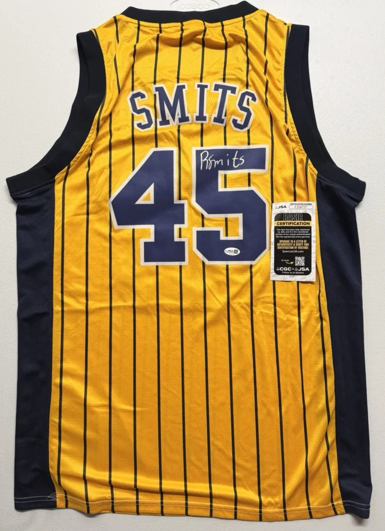 Rik Smits Signed Autographed Indiana Pacers Throwback Jersey JSA COA